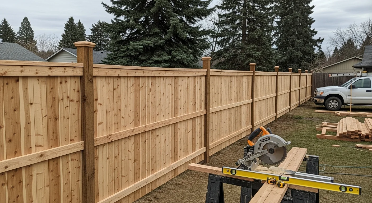 Fence contractor installing new residential fence