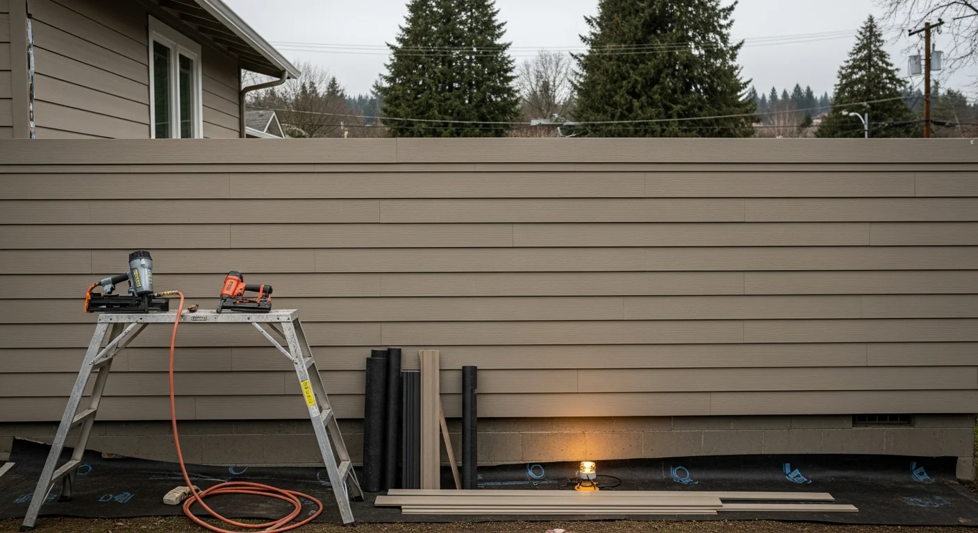 Siding contractor installing new siding on residential home exterior
