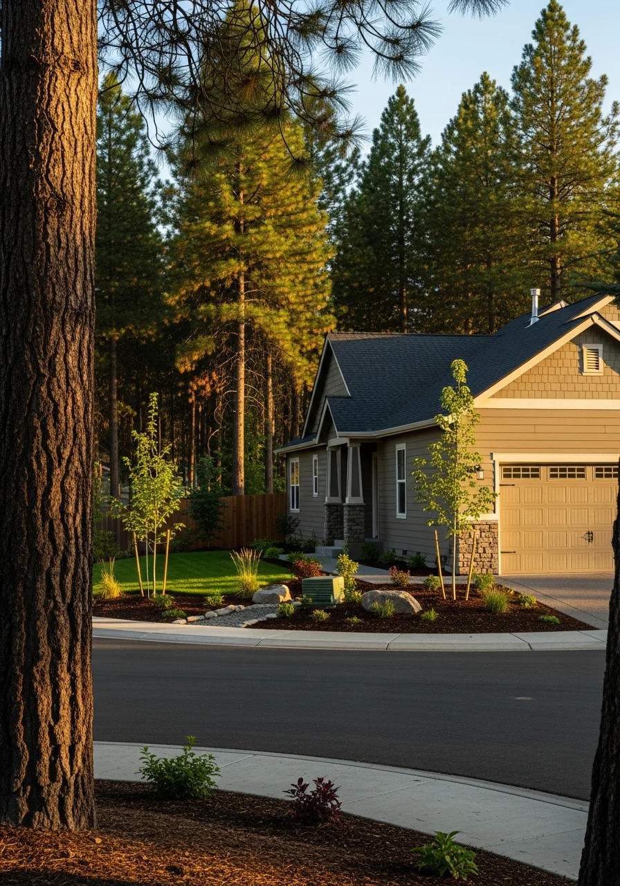 Residential property in Liberty Lake with natural landscaping and proximity to wooded areas typical of the community.