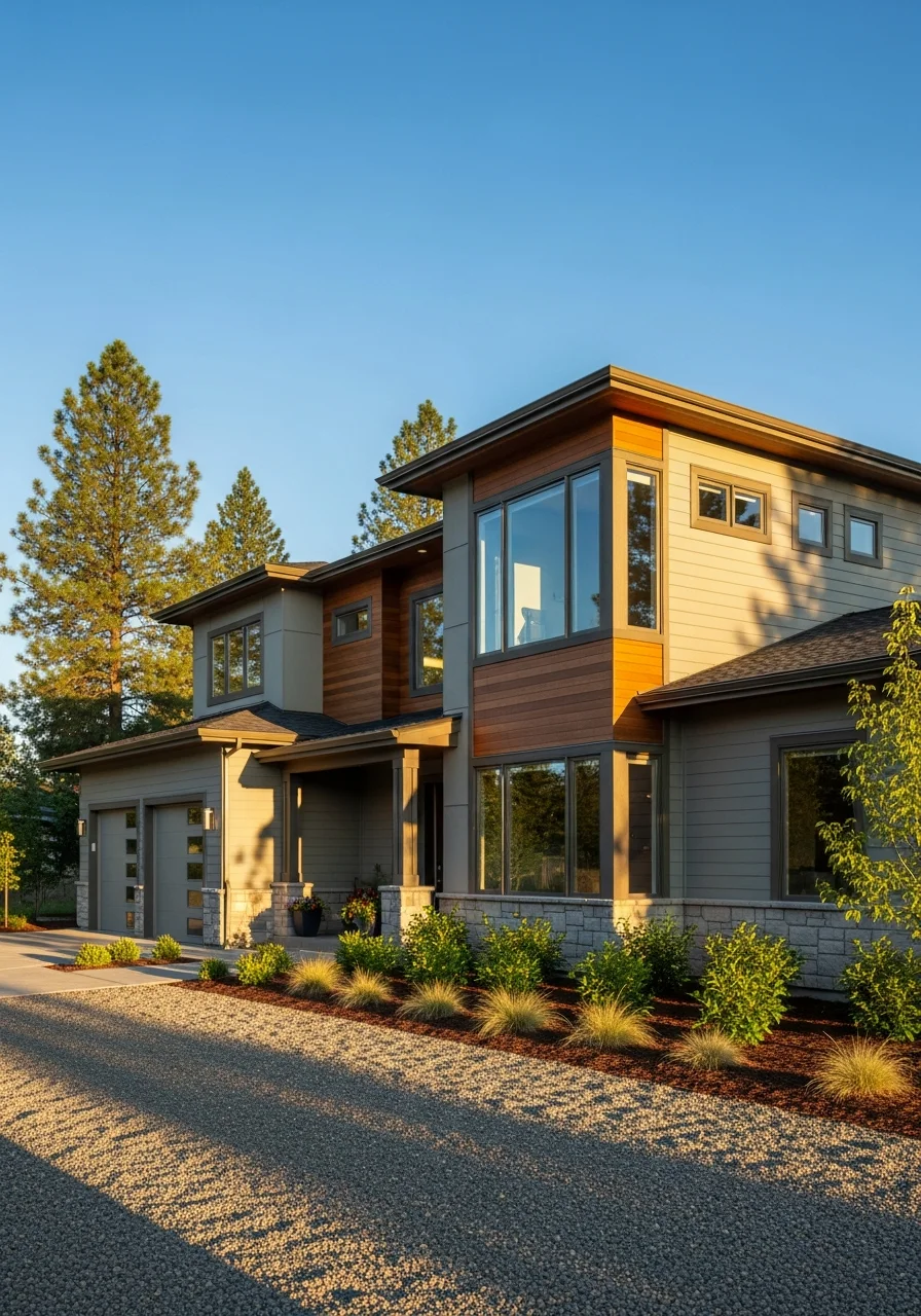 Modern residential home in a Spokane Valley neighborhood with contemporary design and manicured landscaping.